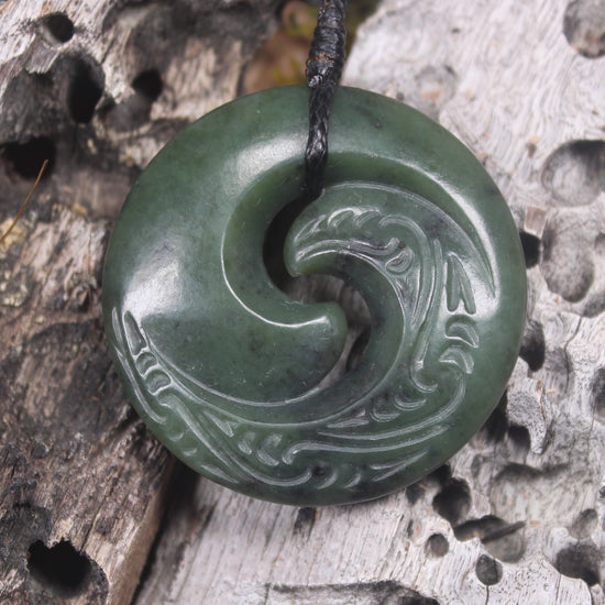 Koru carved from Rimu Pounamu - NZ Greenstone