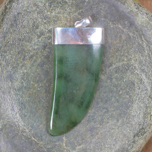 Taniwha Tooth or Niho carved from Kawakawa Pounamu - NZ Greenstone