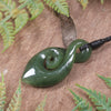 Twist or Pikorua carved from Hapopo Pounamu - NZ Greenstone