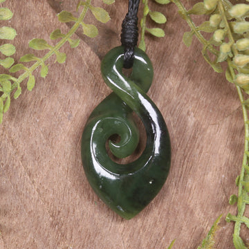 Koru Twist carved from Kawakawa Pounamu - NZ Greenstone