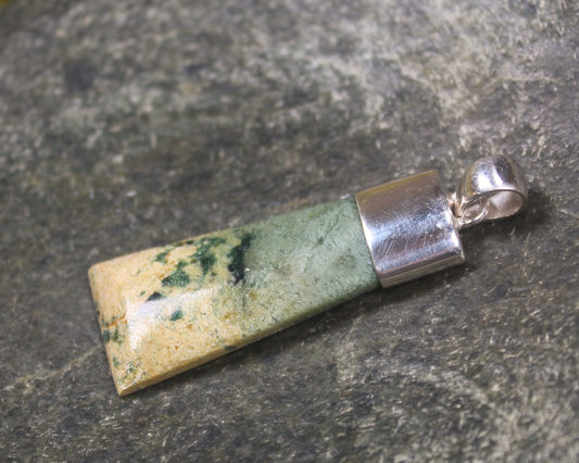 Sterling Silver Greenstone Pendant carved from Flower Jade Pounamu - NZ Greenstone