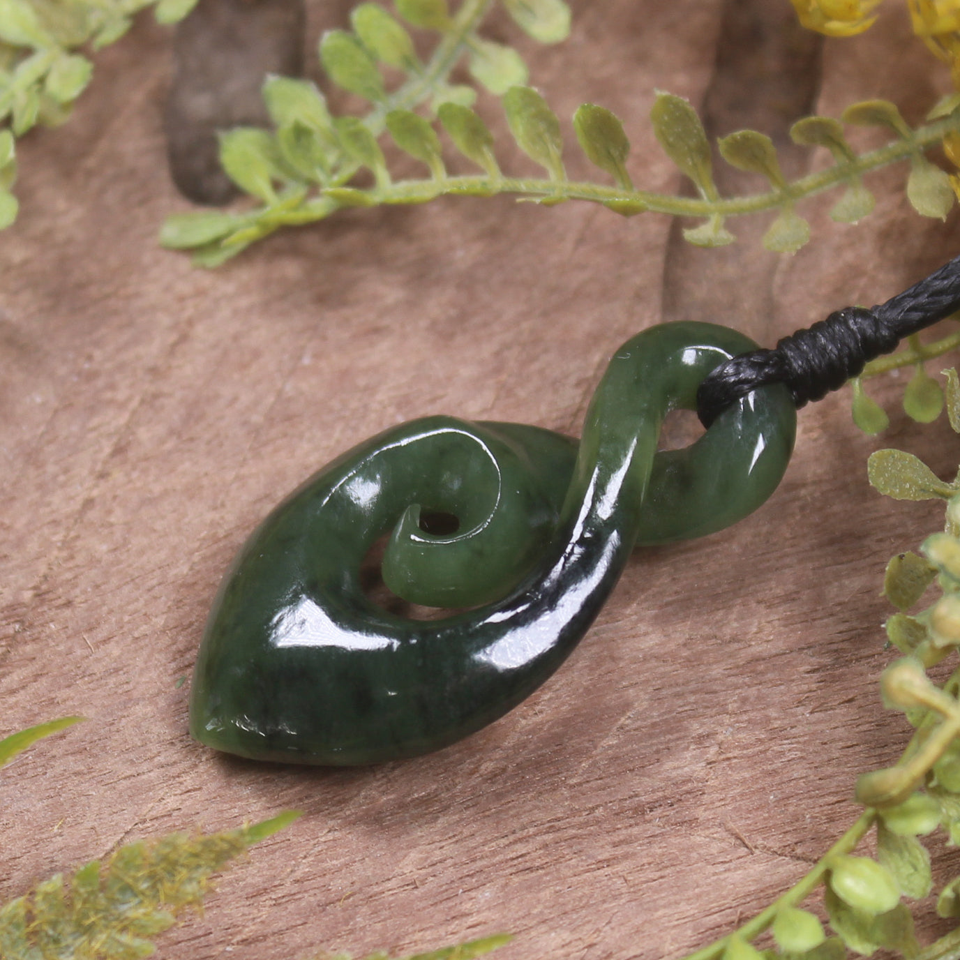 Koru Twist carved from Kawakawa Pounamu - NZ Greenstone