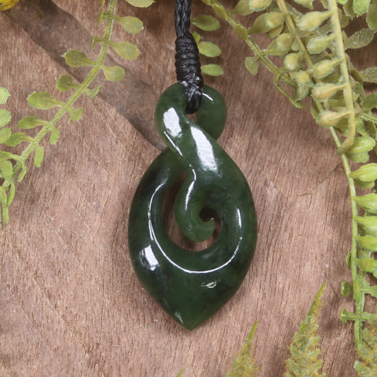 Koru Twist carved from Kawakawa Pounamu - NZ Greenstone