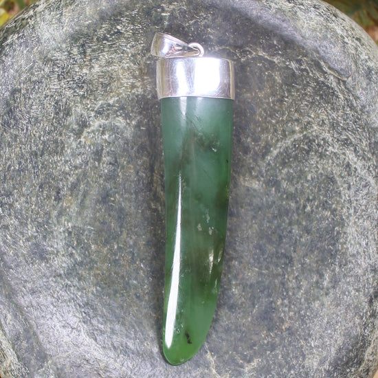 Taniwha Tooth or Niho carved from Hapopo Pounamu - NZ Greenstone