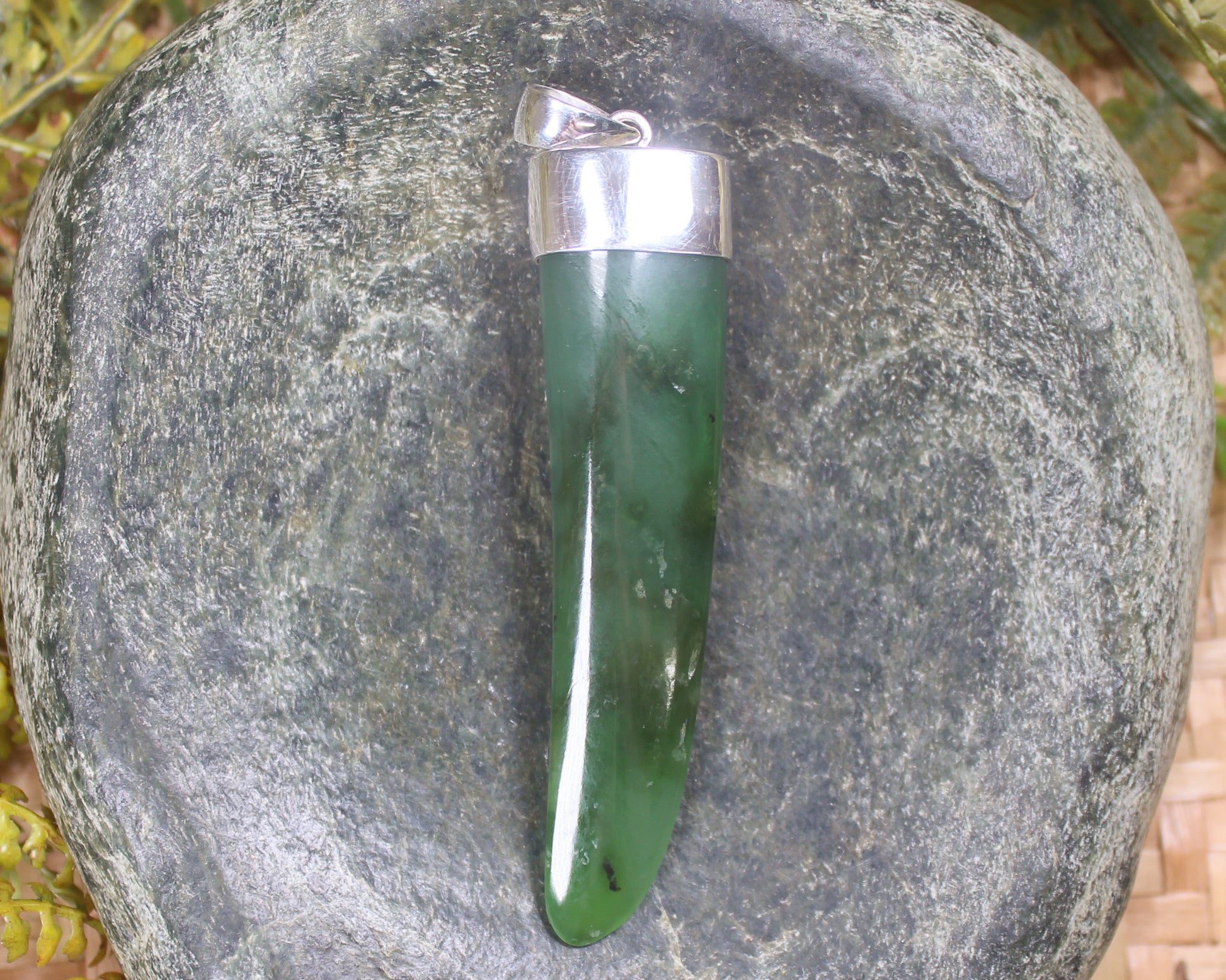 Taniwha Tooth or Niho carved from Hapopo Pounamu - NZ Greenstone