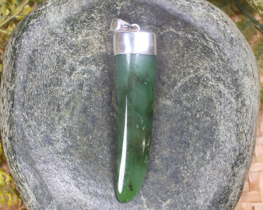 Taniwha Tooth or Niho carved from Hapopo Pounamu - NZ Greenstone