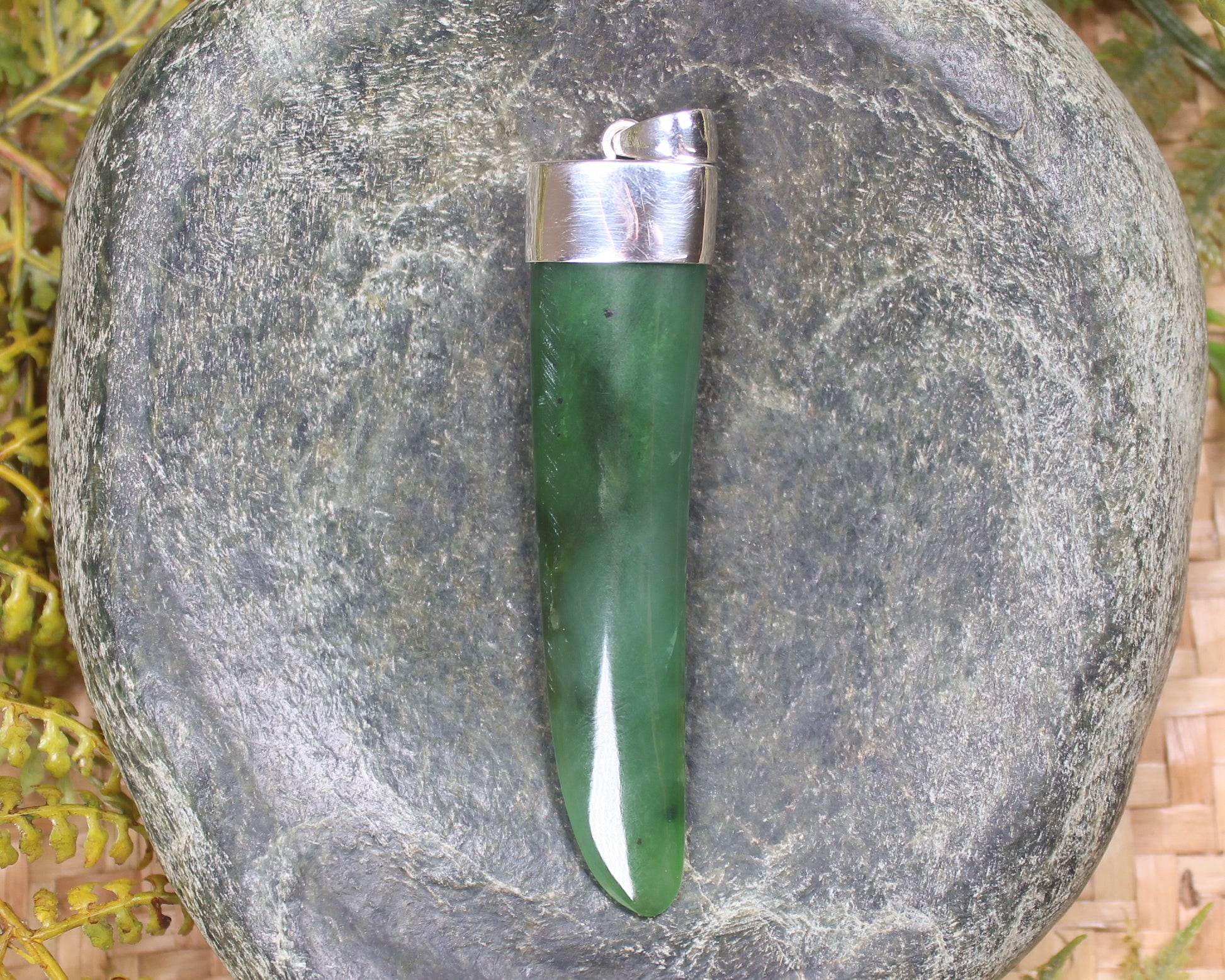 Taniwha Tooth or Niho carved from Hapopo Pounamu - NZ Greenstone