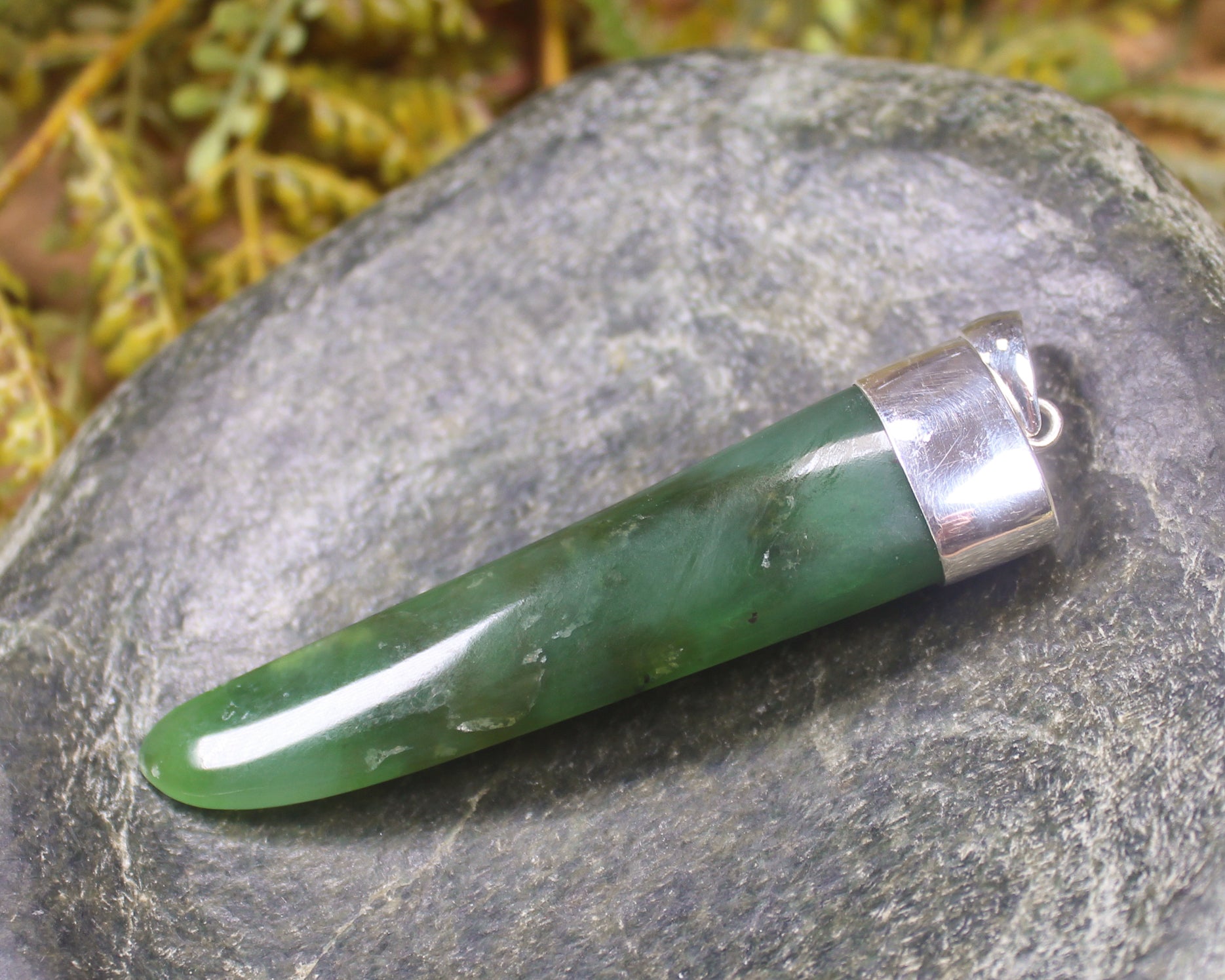 Taniwha Tooth or Niho carved from Hapopo Pounamu - NZ Greenstone