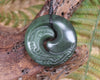 Koru pendant carved from Kawakawa Pounamu - NZ Greenstone