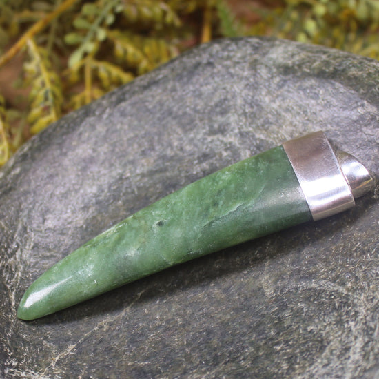 Taniwha Tooth or Niho carved from Kawakawa Pounamu - NZ Greenstone