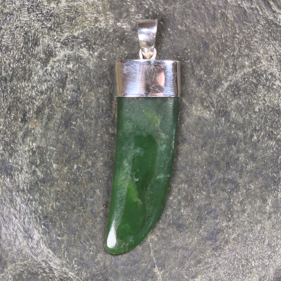 Taniwha Tooth or Niho carved from Kawakawa Pounamu - NZ Greenstone