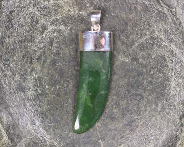 Taniwha Tooth or Niho carved from Kawakawa Pounamu - NZ Greenstone