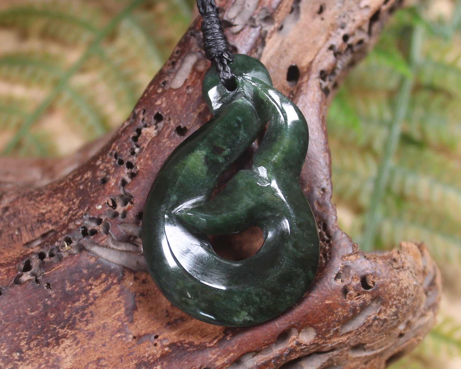 Whale Tail carved from Kawakawa Pounamu - NZ Greenstone