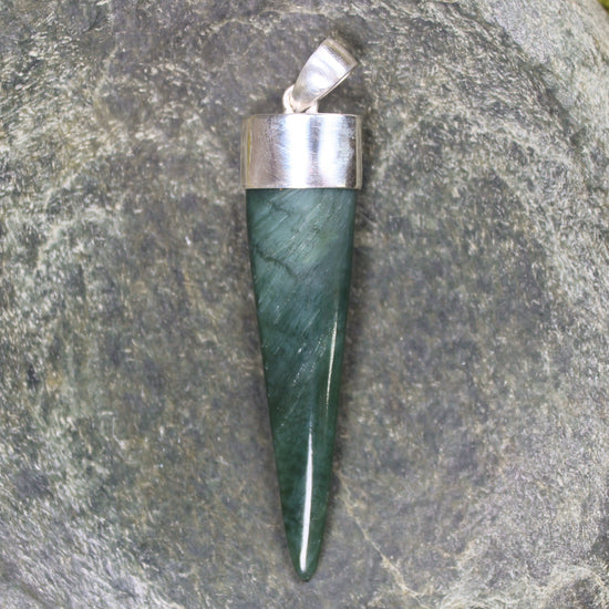 Taniwha Tooth or Niho carved from Inanga Pounamu - NZ Greenstone
