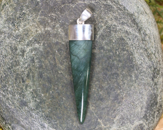 Taniwha Tooth or Niho carved from Inanga Pounamu - NZ Greenstone