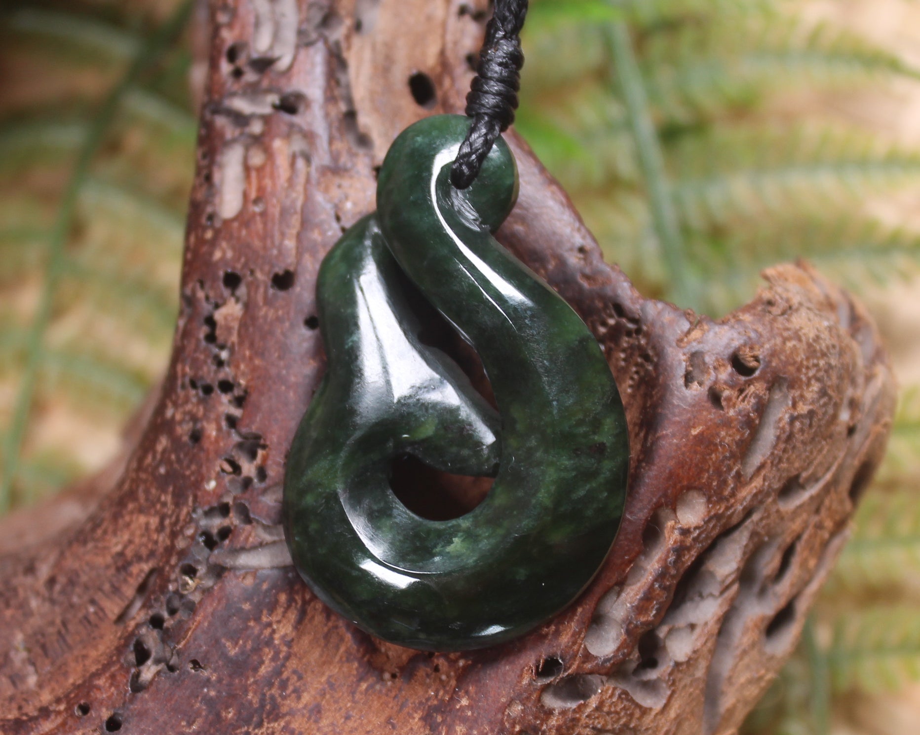 Whale Tail carved from Kawakawa Pounamu - NZ Greenstone