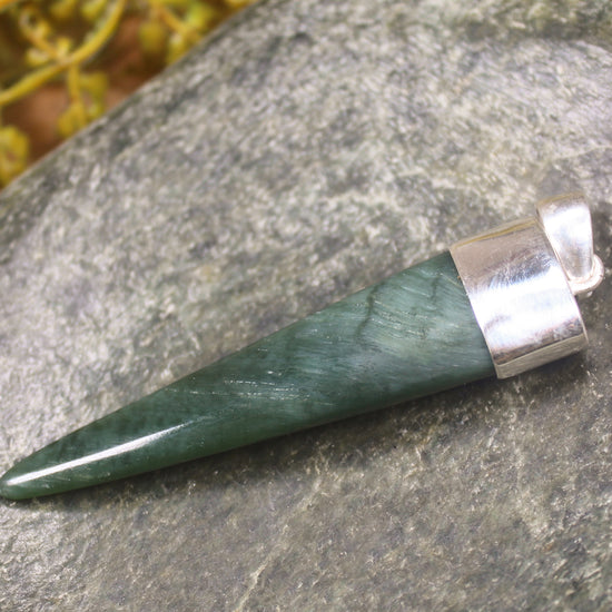 Taniwha Tooth or Niho carved from Inanga Pounamu - NZ Greenstone