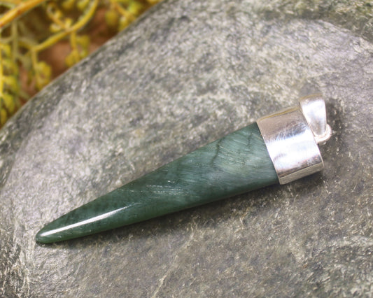 Taniwha Tooth or Niho carved from Inanga Pounamu - NZ Greenstone