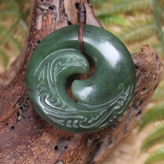 Koru pendant carved from Kawakawa Pounamu - NZ Greenstone