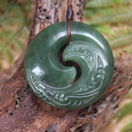 Koru pendant carved from Kawakawa Pounamu - NZ Greenstone