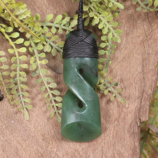 Hapopo Pounamu Toki twist pendant - NZ Greenstone