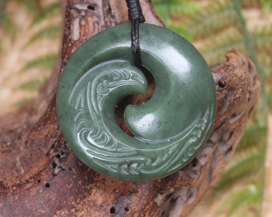 Koru pendant carved from Kawakawa Pounamu - NZ Greenstone