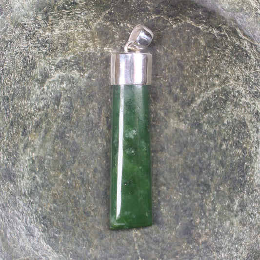 NZ Greenstone Medium Sterling Silver Pendant (BT135) Hapopo Pounamu
