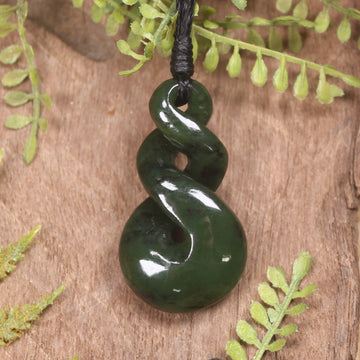 Twist carved from Rimu Pounamu - NZ Greenstone