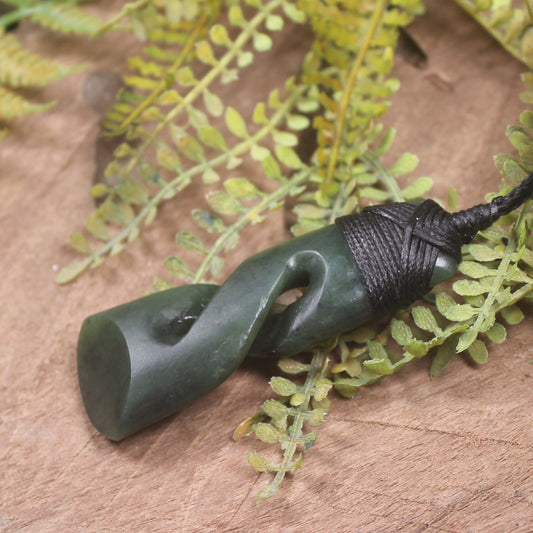 Hapopo Pounamu Toki twist pendant - NZ Greenstone
