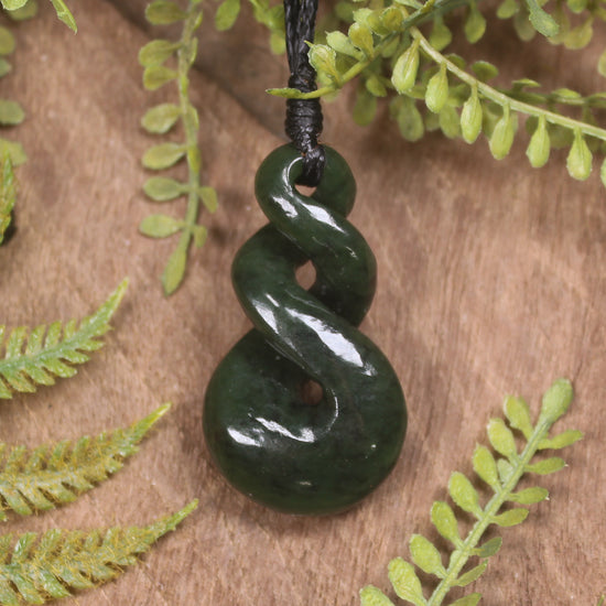 Twist carved from Rimu Pounamu - NZ Greenstone