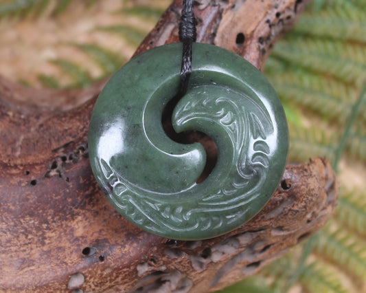 Koru pendant carved from Kawakawa Pounamu - NZ Greenstone