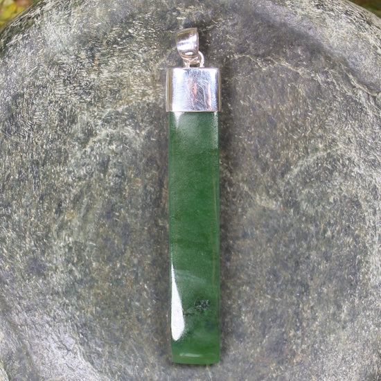 Hapopo Pounamu pendant set in Sterling Silver - NZ Greenstone