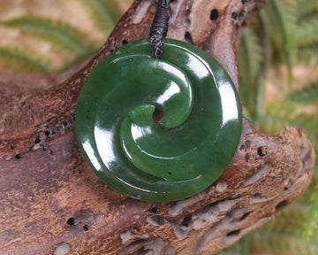 Koru pendant carved from Kawakawa Pounamu - NZ Greenstone