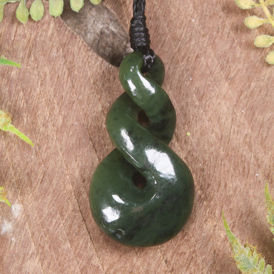 Twist carved from Rimu Pounamu - NZ Greenstone