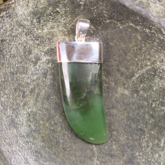 Taniwha Tooth or Niho carved from Hapopo Pounamu - NZ Greenstone