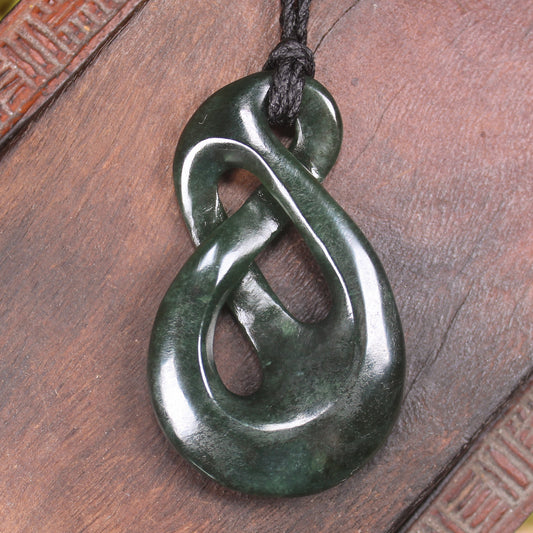 Twist Pendant carved from Kawakawa Pounamu - NZ Greenstone