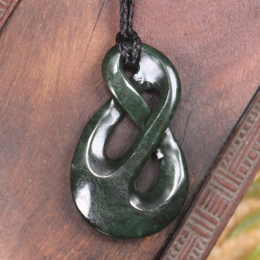 Twist Pendant carved from Kawakawa Pounamu - NZ Greenstone