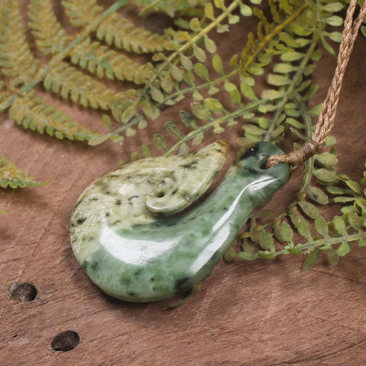 Flower Jade Hei Matau pendant  - NZ Greenstone