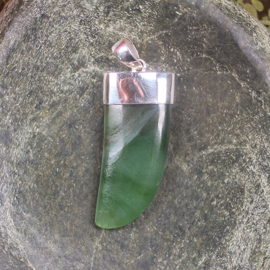 Taniwha Tooth or Niho carved from Hapopo Pounamu - NZ Greenstone