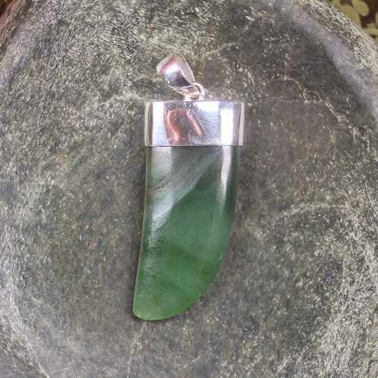 Taniwha Tooth or Niho carved from Hapopo Pounamu - NZ Greenstone