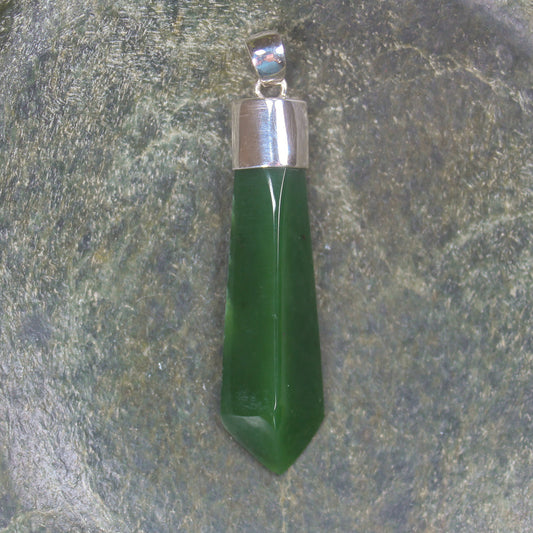 Kawakawa Pounamu pendant set in Sterling Silver - NZ Greenstone