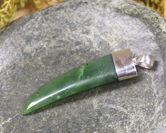 Taniwha Tooth or Niho carved from Hapopo Pounamu - NZ Greenstone