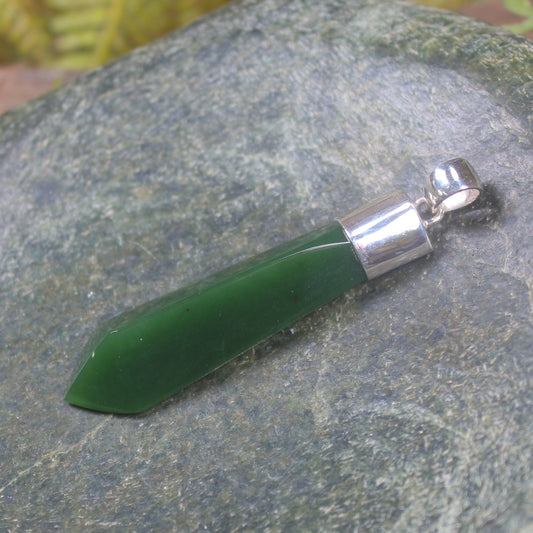 Kawakawa Pounamu pendant set in Sterling Silver - NZ Greenstone
