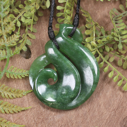 Koru Twist carved from Kawakawa Pounamu - NZ Greenstone