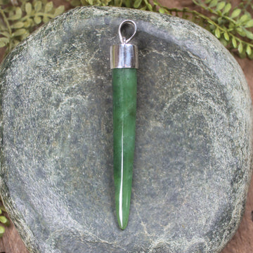 Taniwha Tooth or Niho carved from Hapopo Pounamu - NZ Greenstone