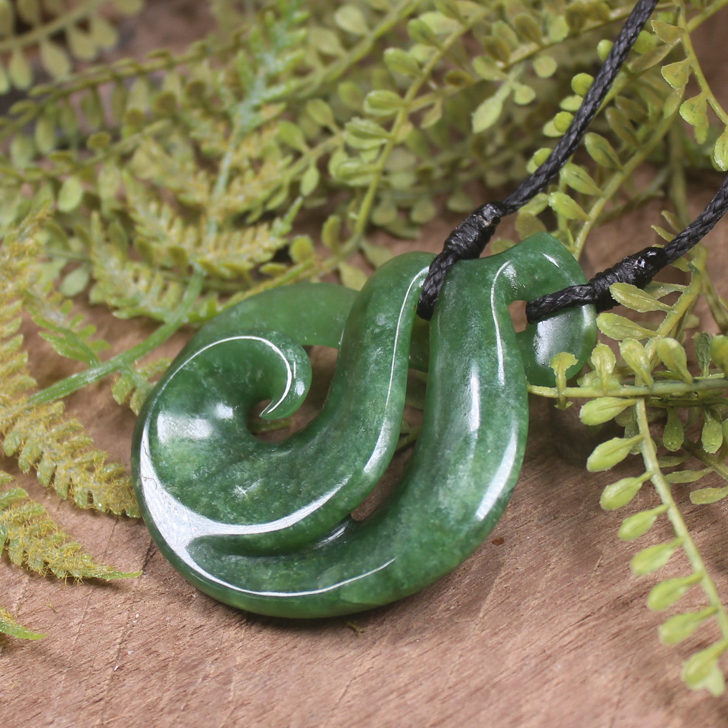 Koru Twist carved from Kawakawa Pounamu - NZ Greenstone