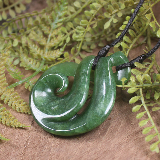 Koru Twist carved from Kawakawa Pounamu - NZ Greenstone