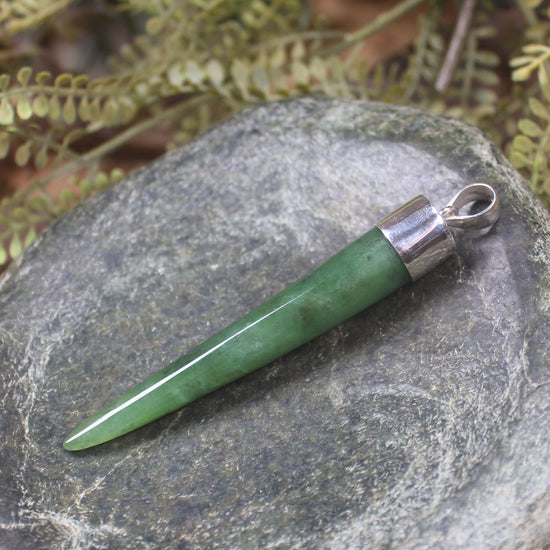 Taniwha Tooth or Niho carved from Hapopo Pounamu - NZ Greenstone