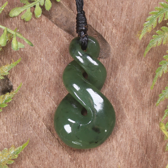 Twist carved from Kawakawa Pounamu - NZ Greenstone