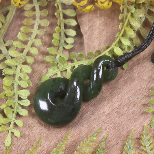 Twist carved from Rimu Pounamu - NZ Greenstone